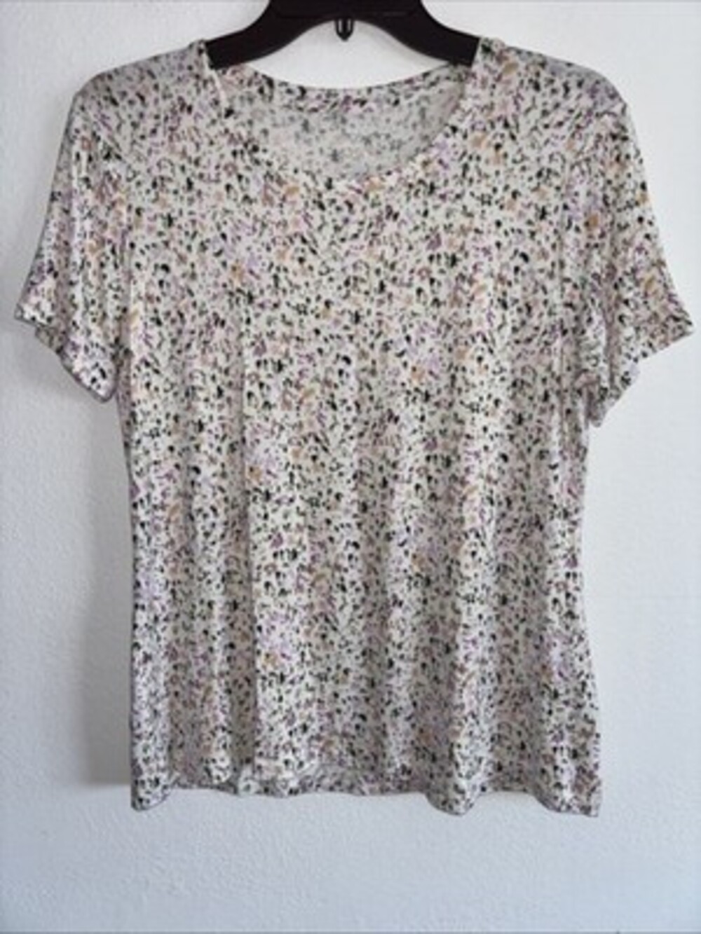 APT. 9 Women's Floral Short Sleeve T-Shirt White Green Pink Size PM